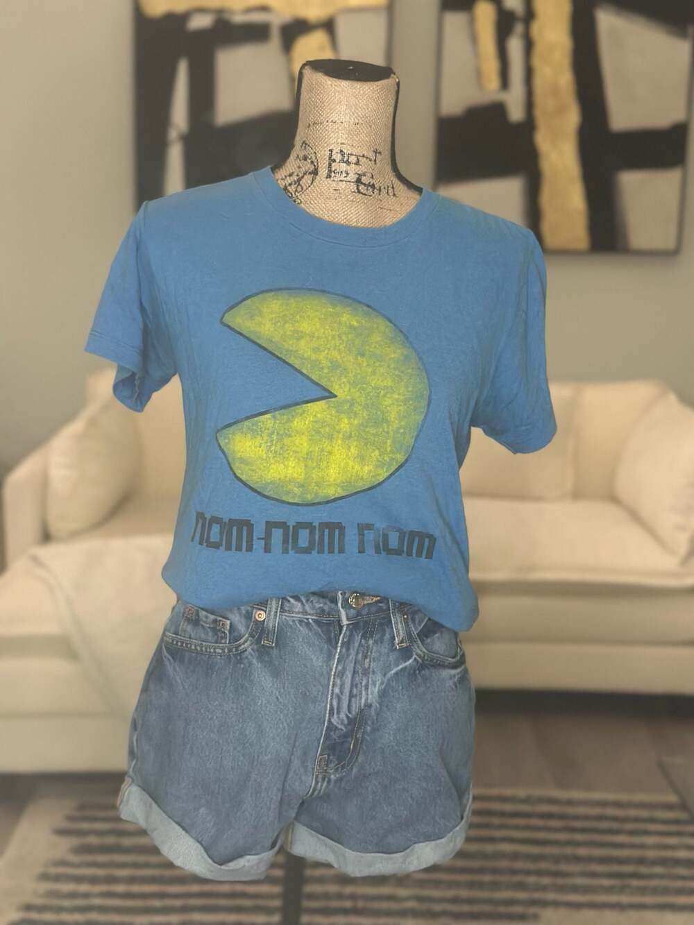 Pac-Man Nom-Nom-Nom Graphic Blue T-Shirt